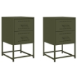 Comodini 2 pz Verde Oliva 36x39x60,5 cm in Acciaio