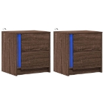 Comodini con Luci LED 2pz Rovere Marrone in Legno Multistrato