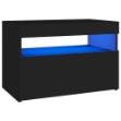 Comodino con Luci LED Nero 60x35x40 cm in Legno Multistrato