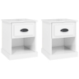 Comodini 2 pz Bianco Lucido 39x39x47,5 cm in Legno Multistrato
