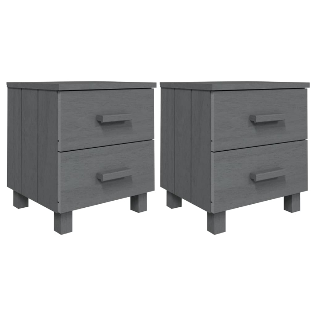 Comodini HAMAR 2 pz Grigio Scuro 40x35x44,5 cm in Legno di Pino
