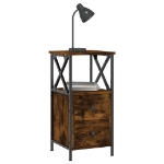 Comodino Rovere Fumo 34x35,5x70 cm in Legno Multistrato