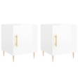 Comodini 2 pz Bianco Lucido 40x40x50 cm in Legno Multistrato