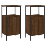 Comodini 2 pz Rovere Marrone 41x31x80 cm in Legno Multistrato