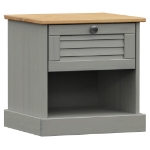 Comodino VIGO Grigio 42x35x42 cm in Legno Massello di Pino