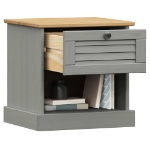 Comodino VIGO Grigio 42x35x42 cm in Legno Massello di Pino