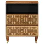 Comodino 50x33x62 cm in Legno Massello di Mango
