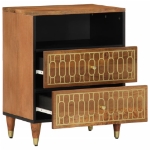Comodino 50x33x62 cm in Legno Massello di Mango