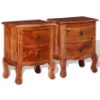 Comodini con Cassetti 2 pz in Legno Massello di Acacia