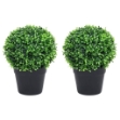 Piante di Bosso Artificiale 2 pz a Sfera con Vaso Verde 27 cm