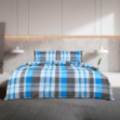 Set Copripiumino Blu e Grigio 200x200 cm in Cotone