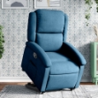 Poltrona Alzapersona Reclinabile Blu in Velluto
