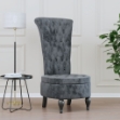 Sedia Schienale Alto Design con Bottoni in Velluto Grigio Scuro