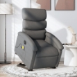 Poltrona Alzapersona Massaggi Elettrica Grigio Scuro Tessuto