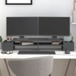 Supporto per Monitor Grigio100x27,5x15cm Legno Massello di Pino