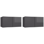 Mobili Porta TV Pensili 2pz Grigio Lucido 60x30x30 cm