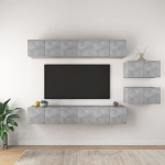 Mobili Porta TV 8 pz Grigio Cemento in Legno Multistrato