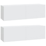 Mobili TV da Parete 2 pz Bianchi 100x30x30 cm Legno Multistrato