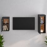 Mobili Porta TV 2 pz Grigi in Legno Massello di Pino