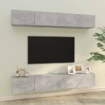 Mobili Porta TV a Parete 4 pz Grigio Cemento 100x30x30 cm