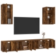 Set di Mobili Porta TV 6 pz Rovere Fumo in Legno Multistrato