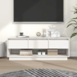 Mobile Porta TV Bianco 110,5x34x40 cm in Legno Massello di Pino