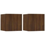 Armadietti TV Montati a Parete 2pz Rovere Marrone 30,5x30x30 cm