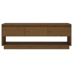 Mobile Porta TV Ambrato 110,5x34x40cm in Legno Massello di Pino