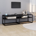 Mobile Porta TV Marmo Nero 140x40x40,5 cm in Vetro Temperato