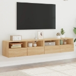 Mobili TV Parete 2pz Rovere Sonoma 80x30x30cm Legno Multistrato