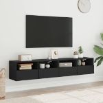 Mobili TV a Parete 2 pz Neri 80x30x30 cm in Legno Multistrato