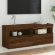 Mobile TV a Parete con Luci LED Rovere Marrone 100x30x40 cm
