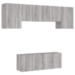 Mobili TV a Muro 6pz Grigio Sonoma in Legno Multistrato