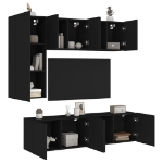 Mobili TV a Muro 5pz Neri in Legno Multistrato