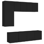 Mobili TV a Muro 5pz Neri in Legno Multistrato