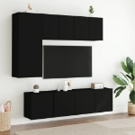 Mobili TV a Muro 5pz Neri in Legno Multistrato