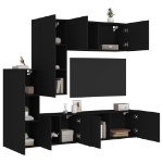 Mobili TV a Muro 5pz Neri in Legno Multistrato