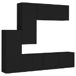Mobili TV a Muro 5pz Neri in Legno Multistrato