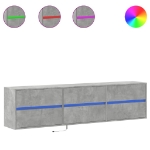 Mobile TV a Parete con LED Grigio Cemento 180x31x45 cm