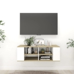 Mobile TV Parete Bianco Rovere Sonoma 102x35x35 cm Multistrato