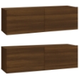 Mobili TV Muro 2pz Rovere Marrone 100x30x30cm Legno Multistrato