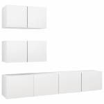 Set Mobili Porta TV 4 pz Bianco in Legno Multistrato