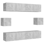 Set di Mobili Porta TV 6 pz Grigio Cemento in Legno Multistrato
