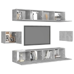 Set di Mobili Porta TV 6 pz Grigio Cemento in Legno Multistrato