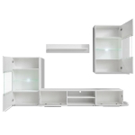 Mobile TV a Parete con Vetrina 5 pz Illuminazione LED Bianco