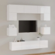 Set Mobili Porta TV 8pz Bianco Lucido in Legno Multistrato