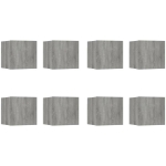 Armadietti TV a Parete 8 pz Grigio Sonoma 30,5x30x30 cm