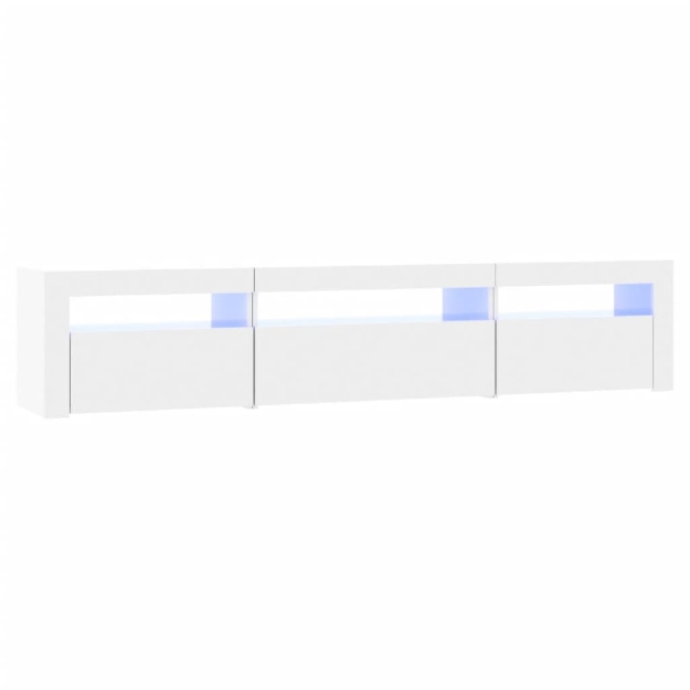 Mobile Porta TV con Luci LED Bianco Lucido 195x35x40 cm