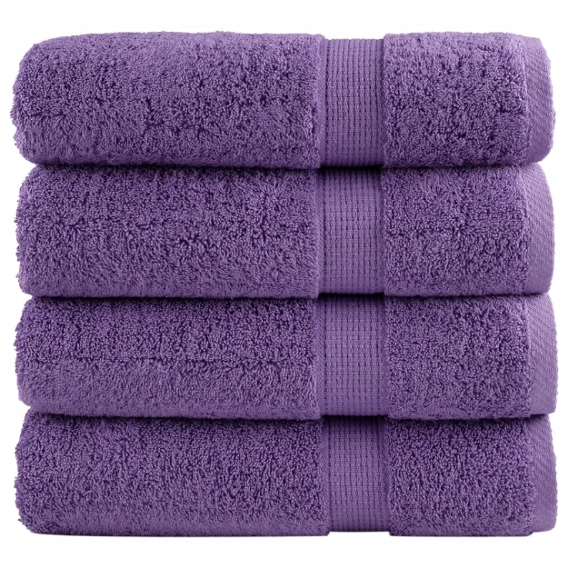 Asciugamani Premium SOLUND 4 pz Viola 50x100 cm 600 g/m²