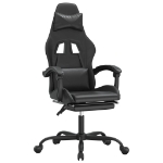 Sedia da Gaming Girevole Poggiapiedi Nero in Similpelle